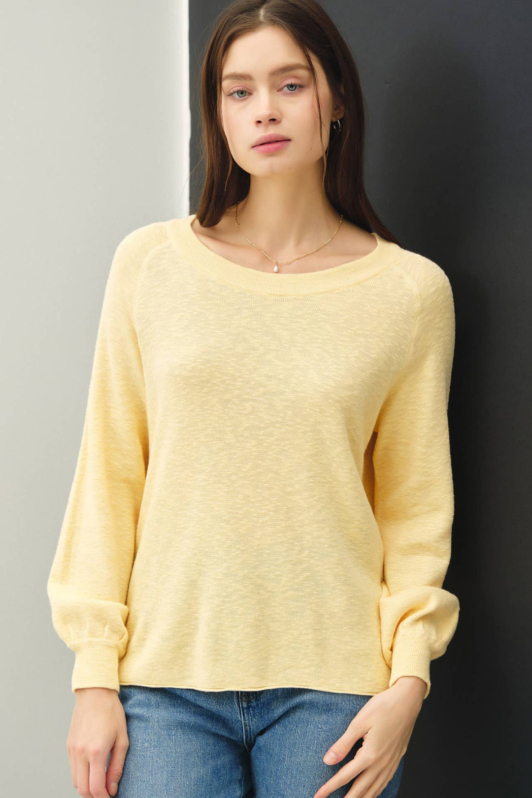 Women's Sweaters - RAGLAN LONG SLEEVE PULLOVER SLUB YARN KNIT SWEATER - - Cultured Cloths Apparel