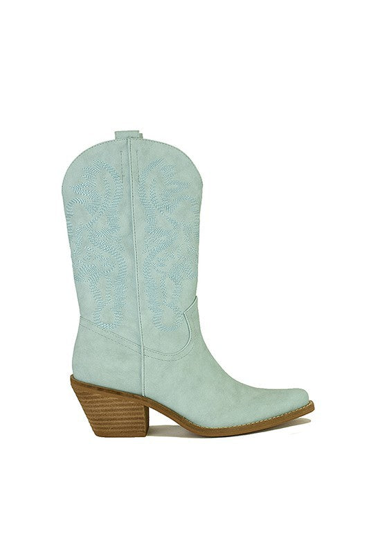 Shoes - ADELA-05-WESTERN BOOTS - TURQUOISE - Cultured Cloths Apparel