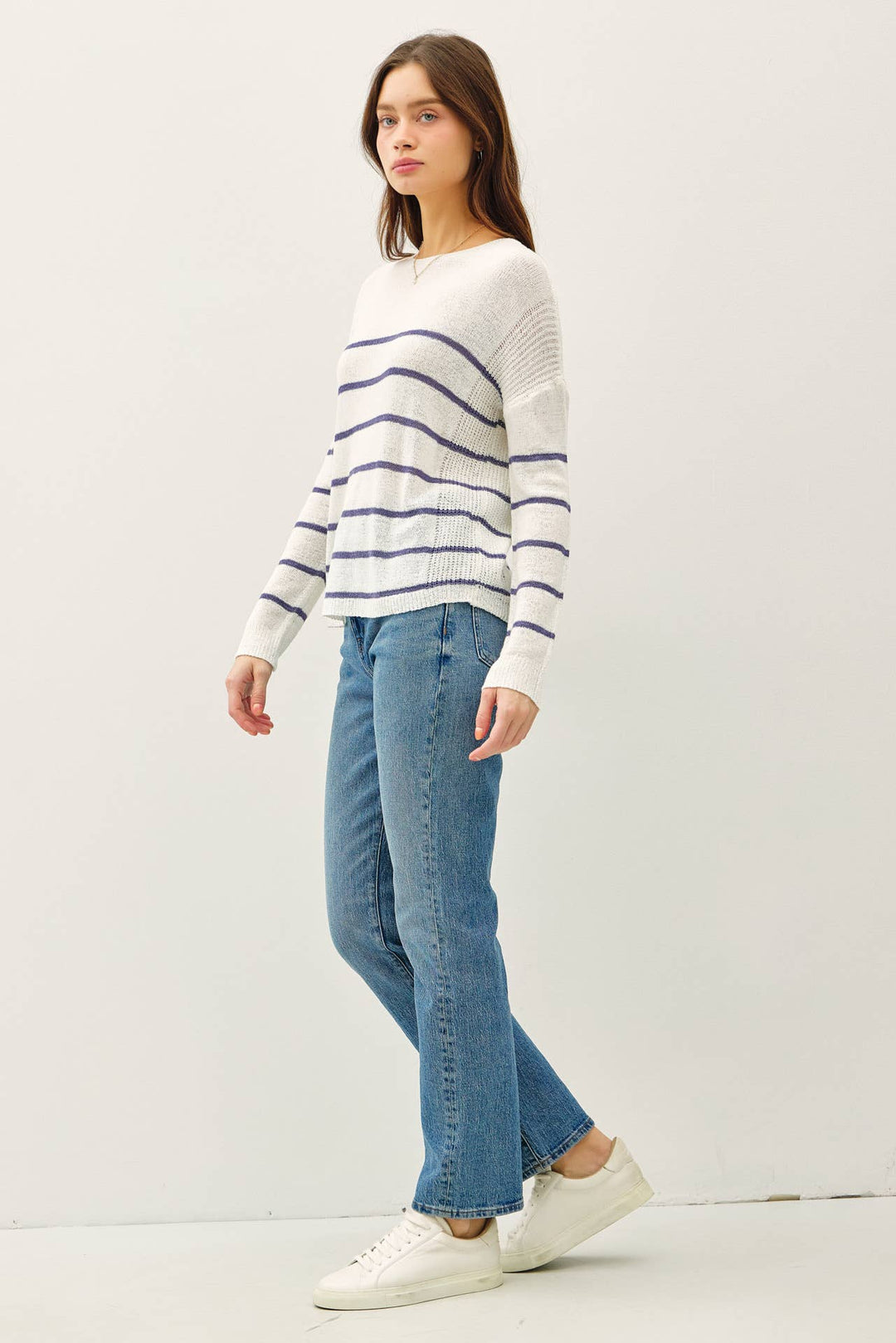 Women's Sweaters - STRIPED LIGHTWEIGHT SWEATER - - Cultured Cloths Apparel