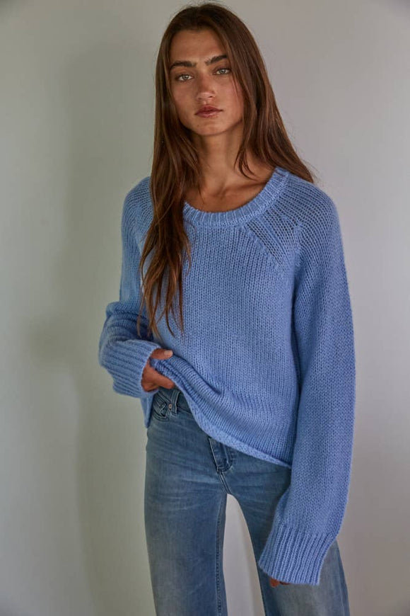 Women's Sweaters - Knit Acrylic Nylon Wool Alpaca Sweater Ribbed Detail -  - Cultured Cloths Apparel