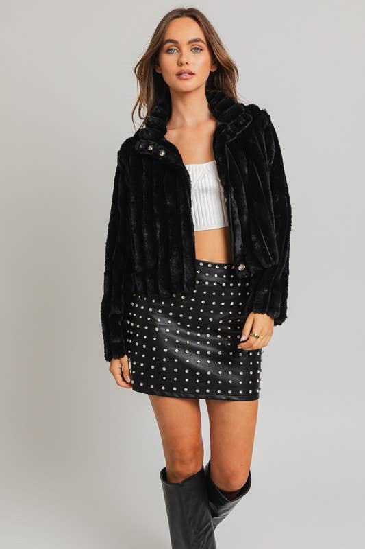 Outerwear - Faux Crop Fur Jacket -  - Cultured Cloths Apparel