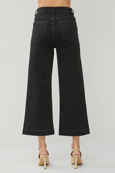 Denim - RISEN High Rise Wide Leg Ankle Jeans - - Cultured Cloths Apparel