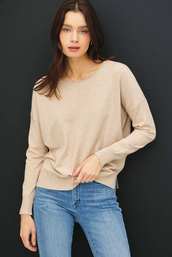 Women's Sweaters - CENTER FRONT SEAM LONG SLEEVE SWEATER -  - Cultured Cloths Apparel