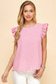 Women's Short Sleeve - Ruffled Sleeves Top - Bubble Gum - Cultured Cloths Apparel