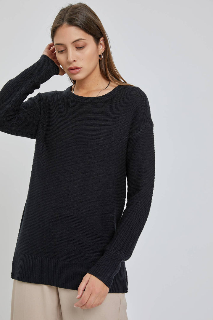 Women's Sweaters - BASIC ROUND NECK BOYFRIEND FIT SWEATER -  - Cultured Cloths Apparel