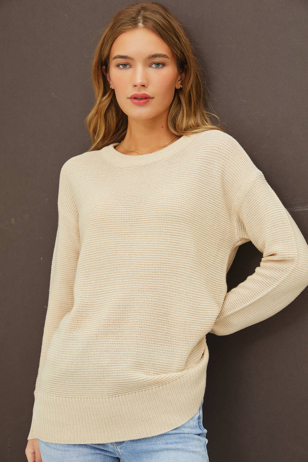 Women's Sweaters - BASIC ROUND NECK BOYFRIEND FIT SWEATER -  - Cultured Cloths Apparel