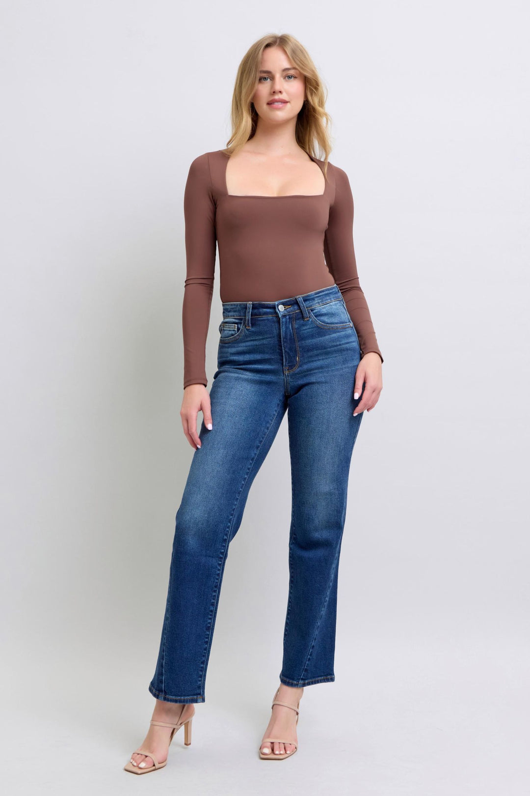 Denim - Judy Blue Full Size Side Seam Detail Straight Jeans with Pockets - - Cultured Cloths Apparel