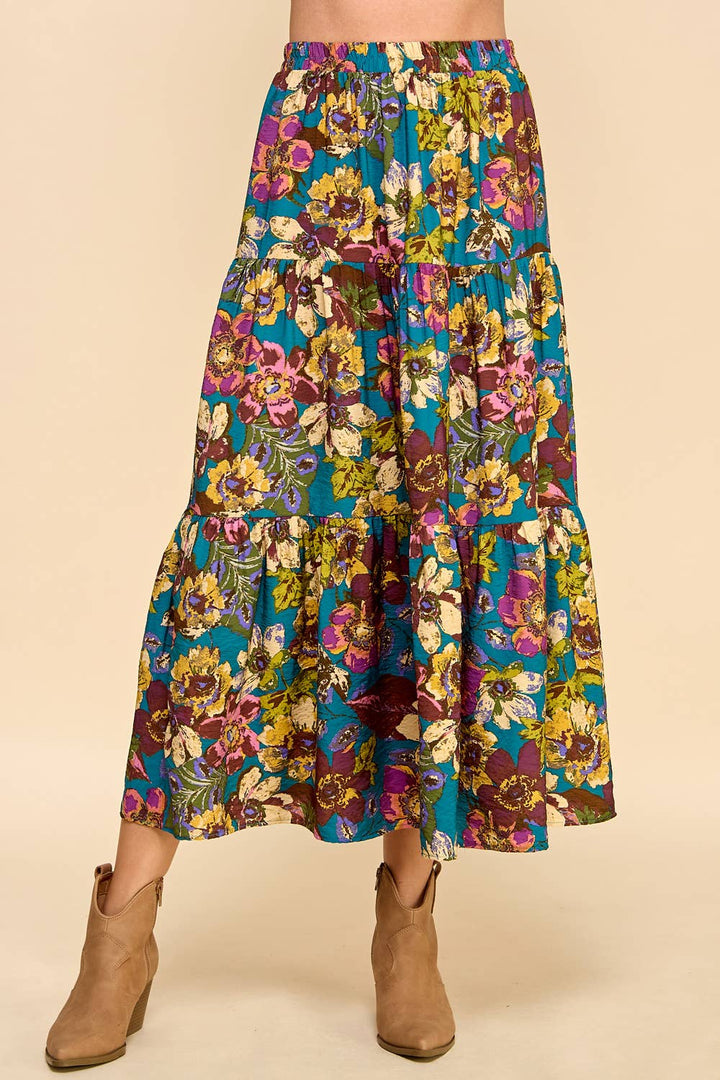 Women's Skirts - Floral Printed Three Layered Skirt -  - Cultured Cloths Apparel