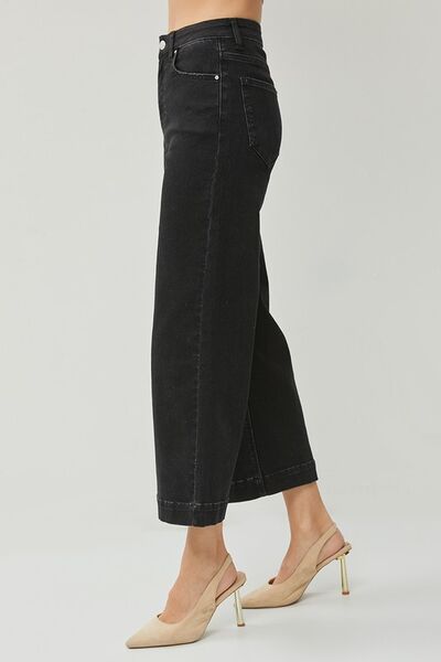 Denim - RISEN High Rise Wide Leg Ankle Jeans - - Cultured Cloths Apparel