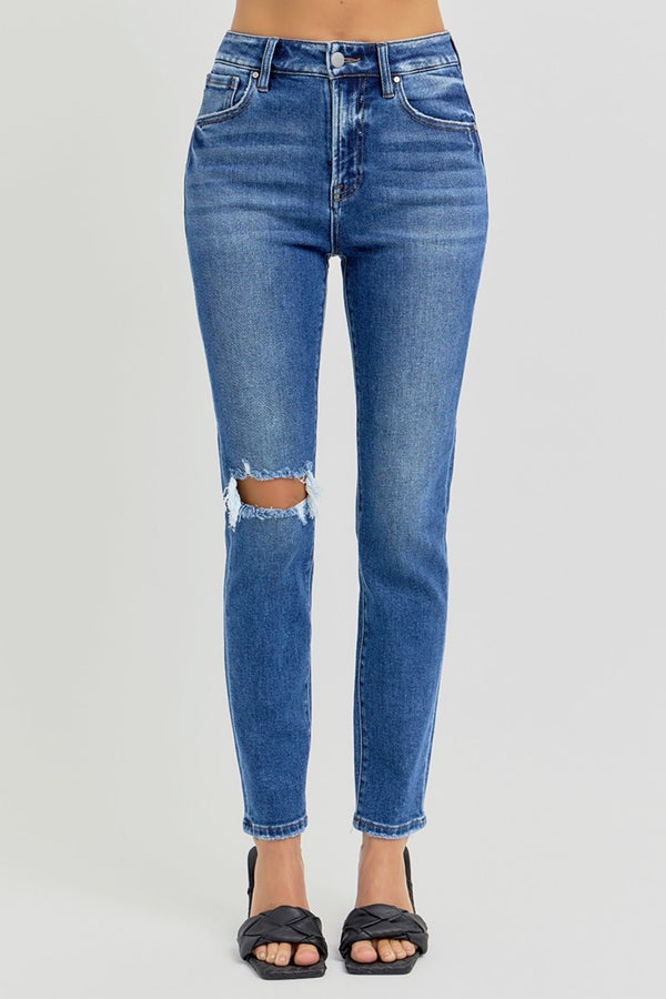 Denim - RISEN Full Size High Rise Ankle Skinny Knee Distressed Jeans -  - Cultured Cloths Apparel