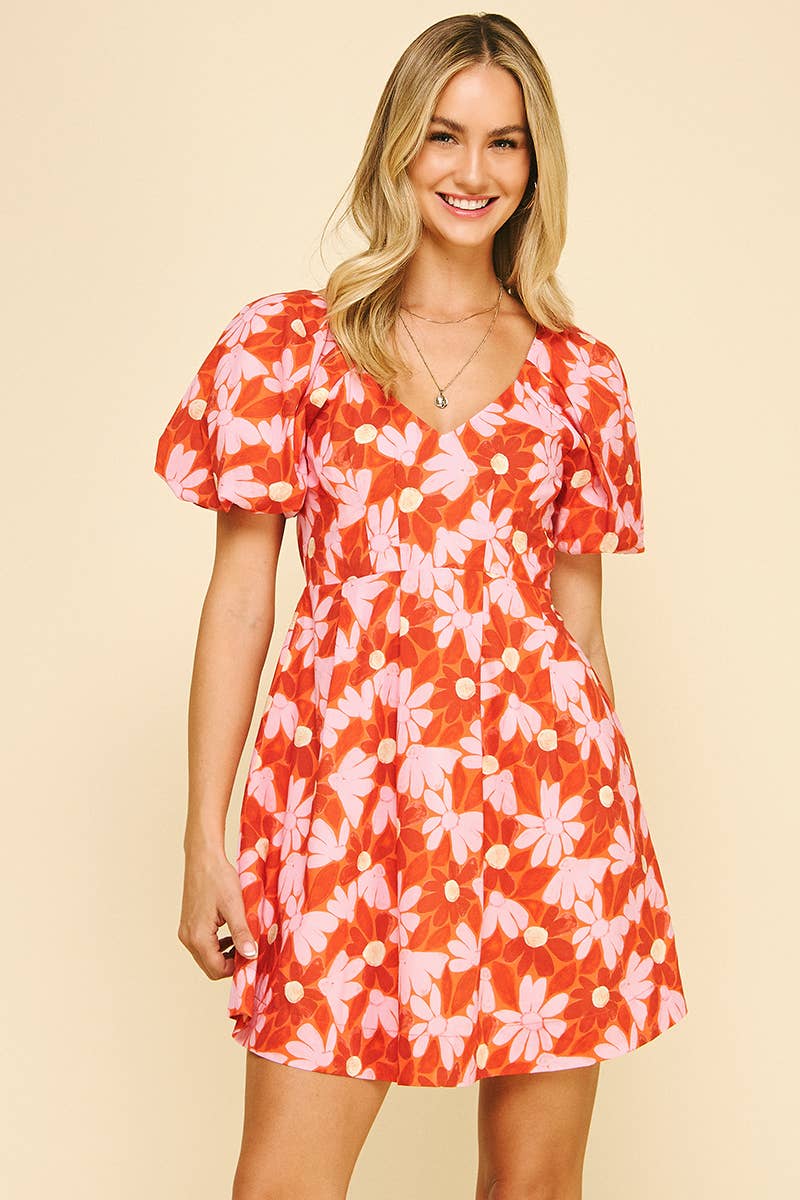 Women's Dresses - FLORAL PRINT MINI DRESS - - Cultured Cloths Apparel