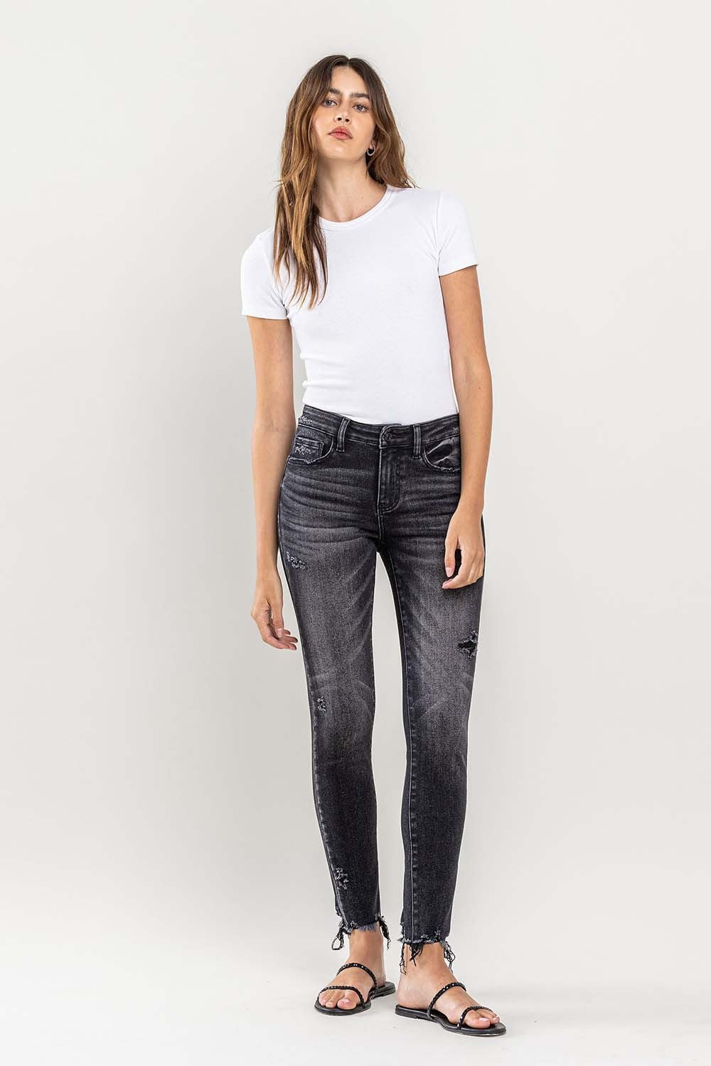 Denim - Lovervet Raw Hem Cropped Skinny Jeans -  - Cultured Cloths Apparel