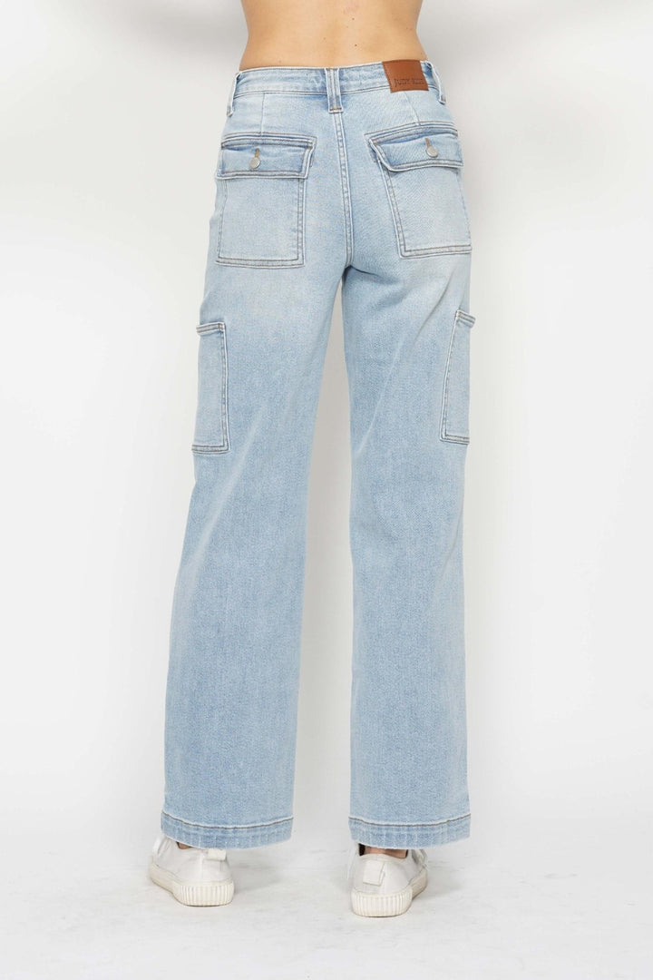 Denim - Judy Blue Full Size High Waist Straight Cargo Jeans -  - Cultured Cloths Apparel