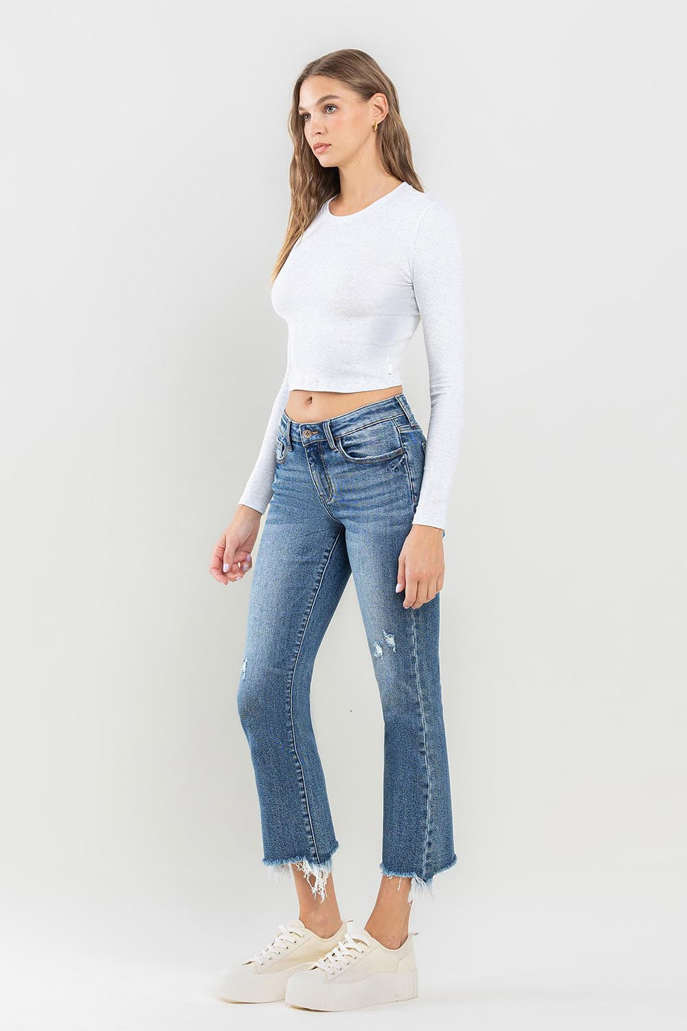 Denim - Lovervet Mid Rise Frayed Hem Jeans -  - Cultured Cloths Apparel