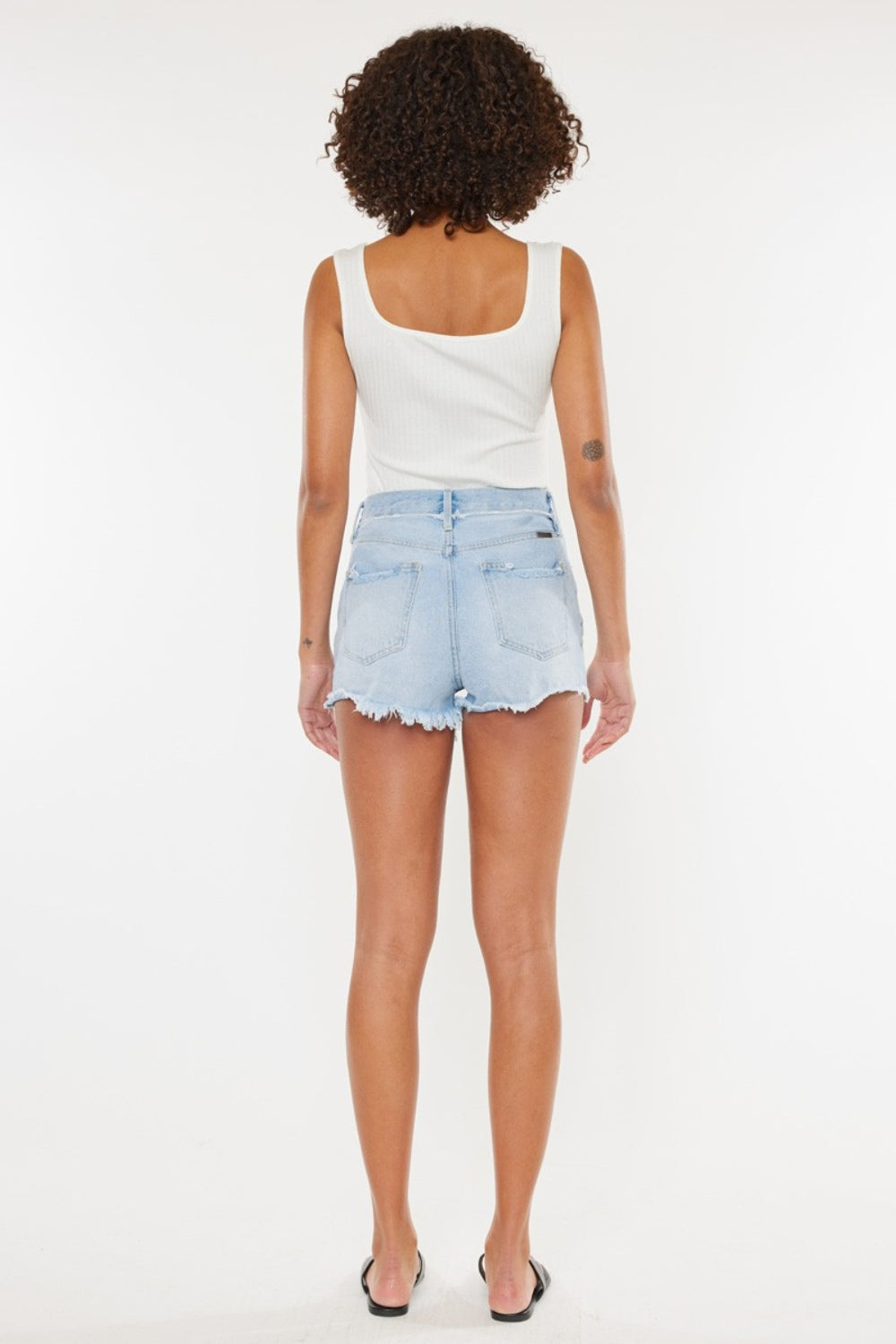 Denim - Kancan Distressed Button Fly Denim Shorts -  - Cultured Cloths Apparel