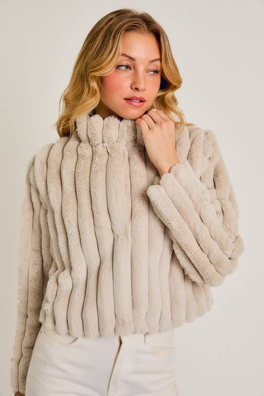 Outerwear - Faux Crop Fur Jacket -  - Cultured Cloths Apparel