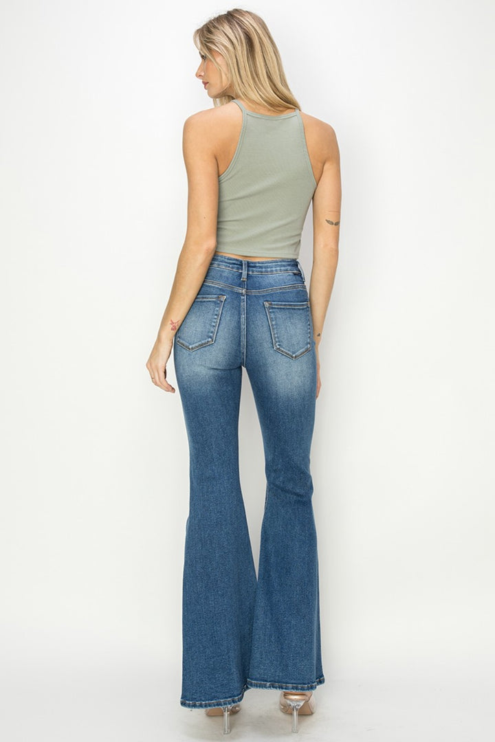 Denim - RISEN Full Size High Rise Front Seam Detailed Flare Jeans -  - Cultured Cloths Apparel