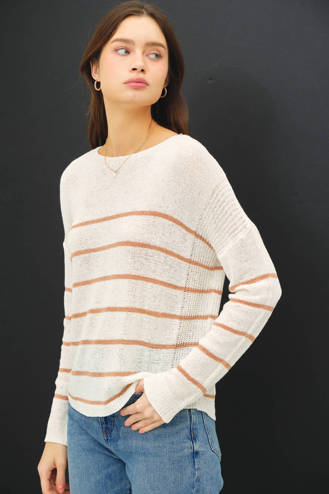 Women's Sweaters - STRIPED LIGHTWEIGHT SWEATER - - Cultured Cloths Apparel