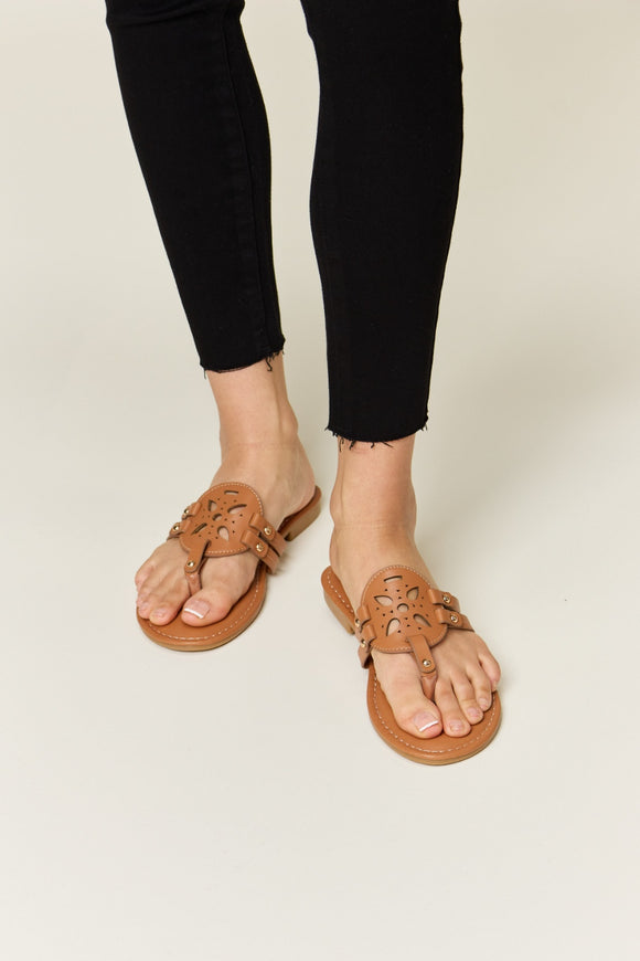 Shoes - Forever Link Cutout PU Leather Open Toe Sandals - TAN - Cultured Cloths Apparel