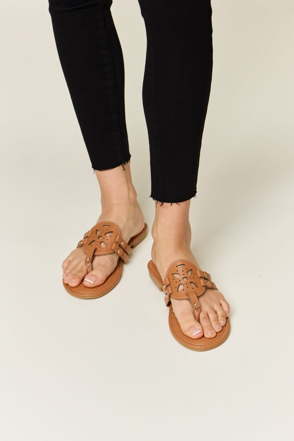 Shoes - Forever Link Cutout PU Leather Open Toe Sandals - TAN - Cultured Cloths Apparel