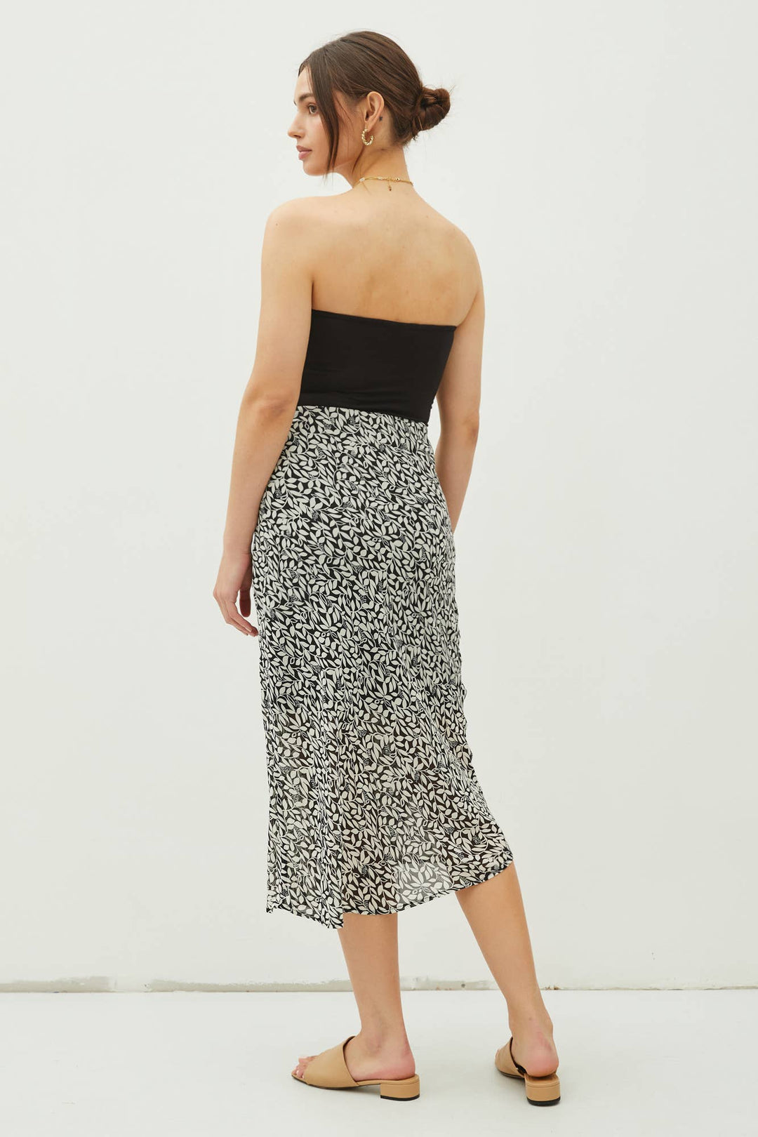 Women's Skirts - PRINT DRAPED SIDE KNOT MIDI SKIRT -  - Cultured Cloths Apparel