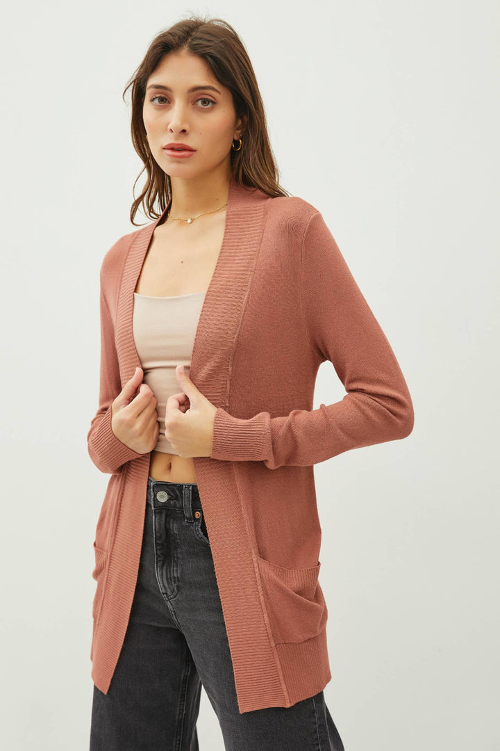 Outerwear - COTTON BLEND KNIT OPEN FRONT CARDIGAN -  - Cultured Cloths Apparel