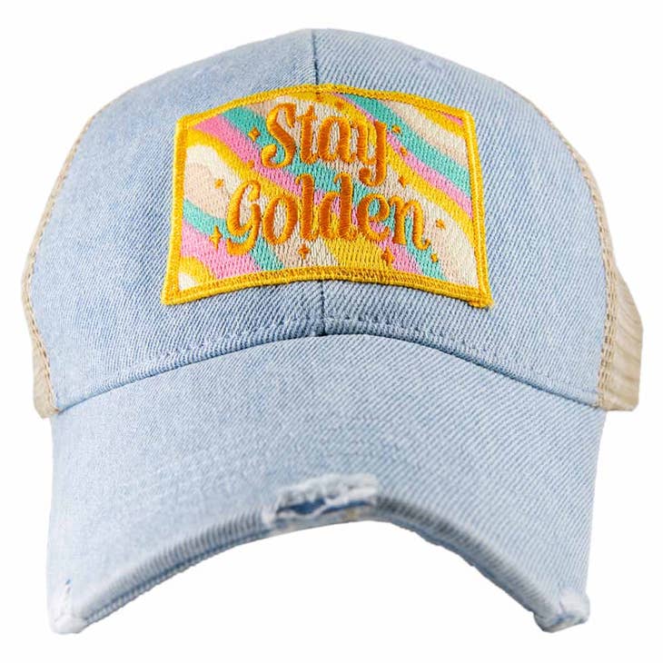 Baseball Hats - Stay Golden Patch Trucker Denim Hat -  - Cultured Cloths Apparel