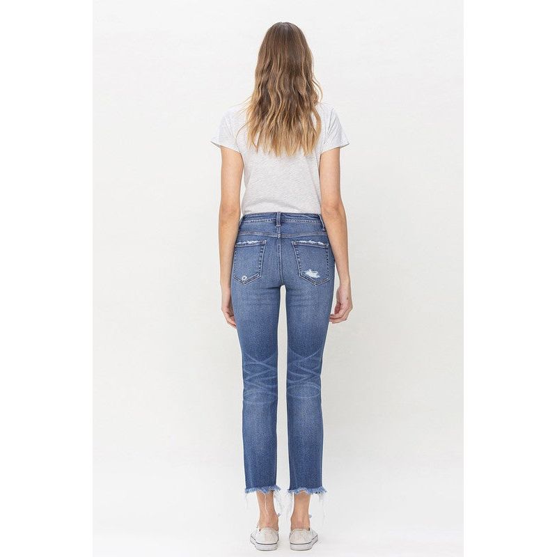 Denim - Mid Rise Crop Slim Straight Jeans -  - Cultured Cloths Apparel