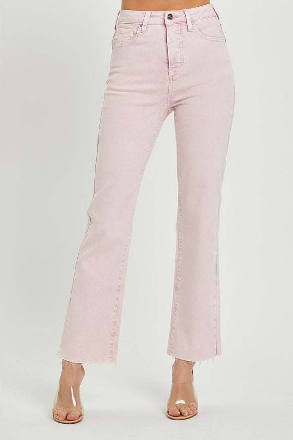 Denim - RISEN Full Size High Rise Tummy Control Straight Jeans - Acid Pink - Cultured Cloths Apparel