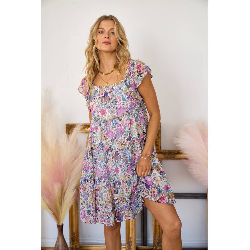 Women's Dresses - Floral Printed Chiffon Dress -  - Cultured Cloths Apparel