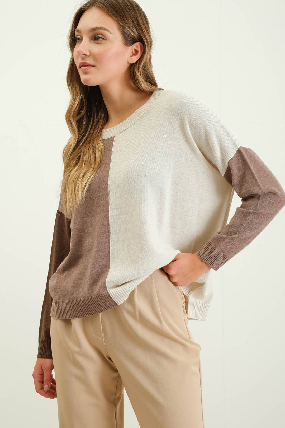 Women's Sweaters - RELAXED COLORBLOCK SWEATER -  - Cultured Cloths Apparel