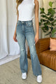 Denim - Judy Blue Full Size Medium Rise Tummy Control Destroy Flare - Medium - Cultured Cloths Apparel