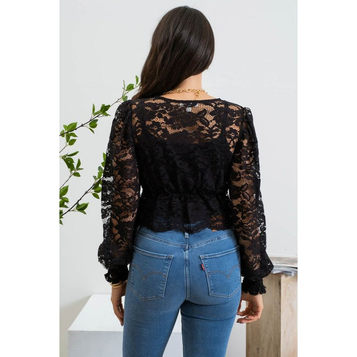 Women's Long Sleeve - Lace Cropped Top -  - Cultured Cloths Apparel