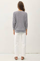 Women's Sweaters - LIGHT STRIPED WAFFLE KNIT DOLMAN SLEEVE SWEATER -  - Cultured Cloths Apparel