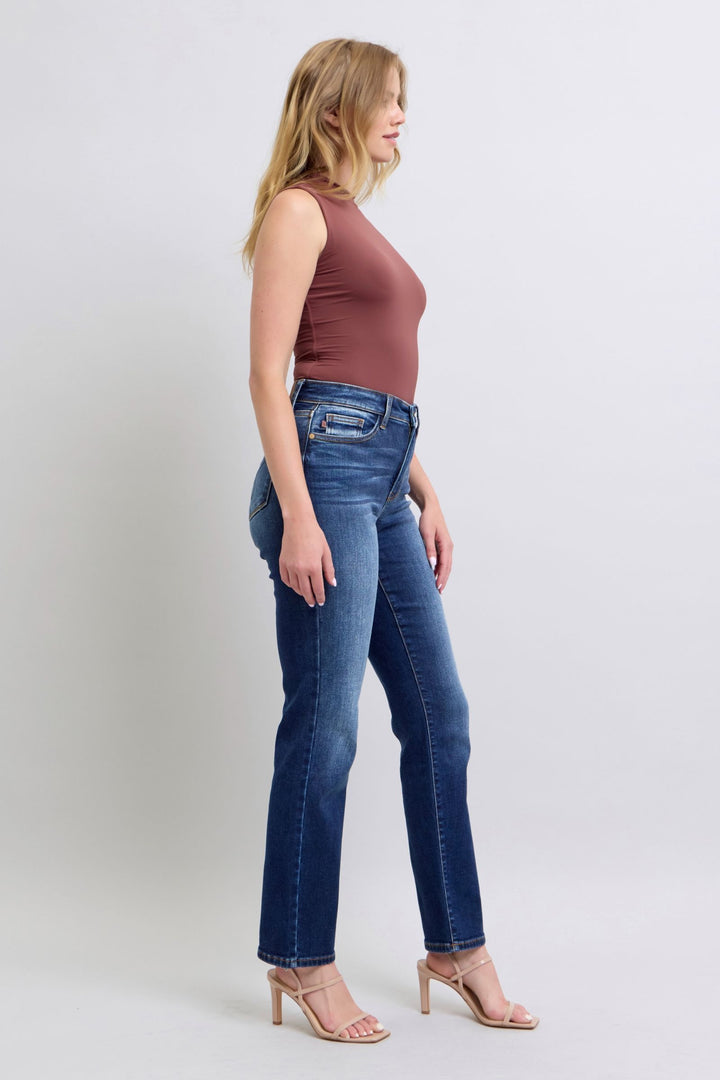 Denim - Judy Blue Full Size Washed Straight Leg Jeans with Pockets - - Cultured Cloths Apparel