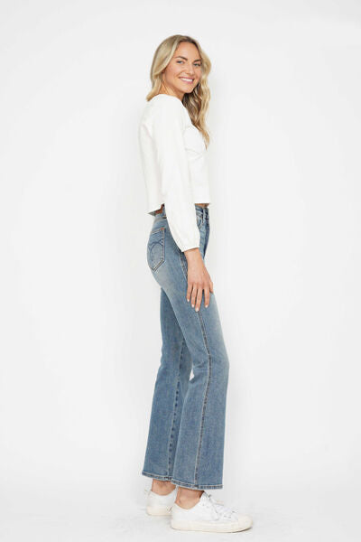 Denim - Judy Blue Tummy Control Back Embroidered Pocketed Bootcut Jeans - - Cultured Cloths Apparel