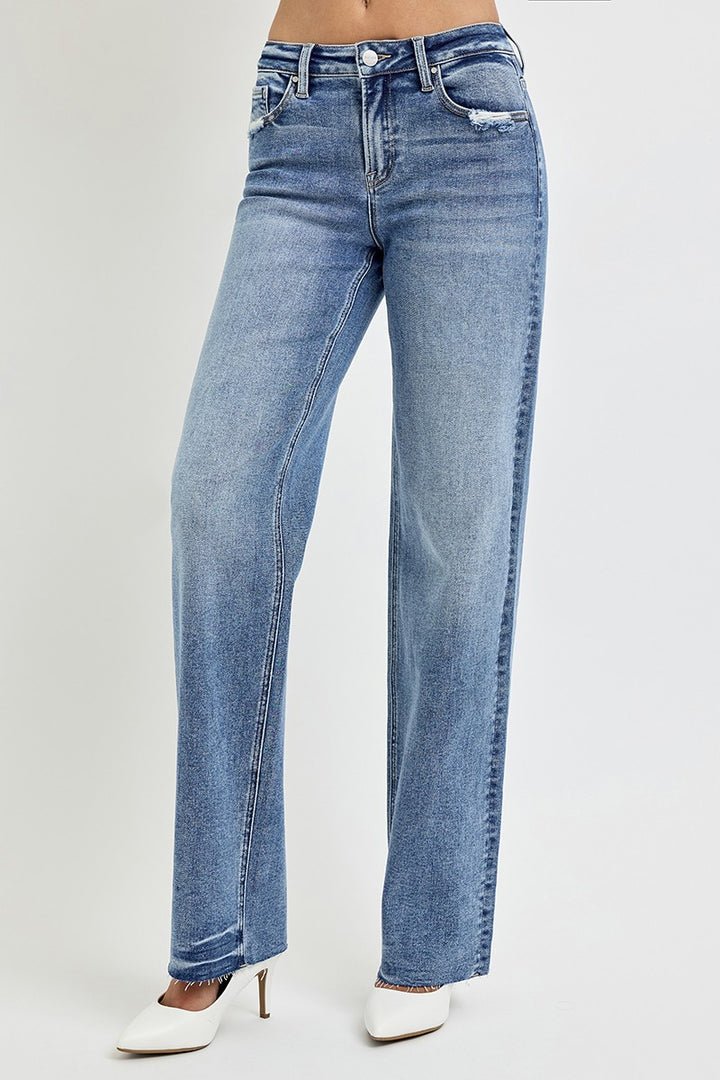 Denim - RISEN Full Size High Rise Straight Leg Jeans with Pockets -  - Cultured Cloths Apparel