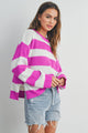 Women's Sweaters - STRIPED ROUND NECK LONG SLEEVE SWEATER -  - Cultured Cloths Apparel