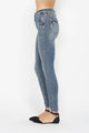 Denim - Judy Blue Full Size Tummy Control Vintage Wash Hem Destroy Skinny Jeans -  - Cultured Cloths Apparel