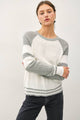 Women's Sweaters - BASEBALL STYLE SWEATER WITH STRIPED ACCENTS - H. Grey - Cultured Cloths Apparel