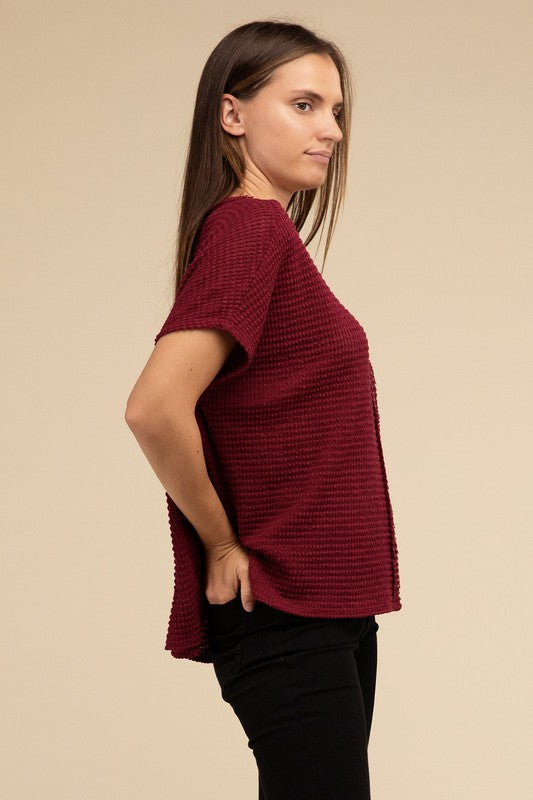 Women's Sweaters - Dolman Short Sleeve Jacquard Sweater -  - Cultured Cloths Apparel