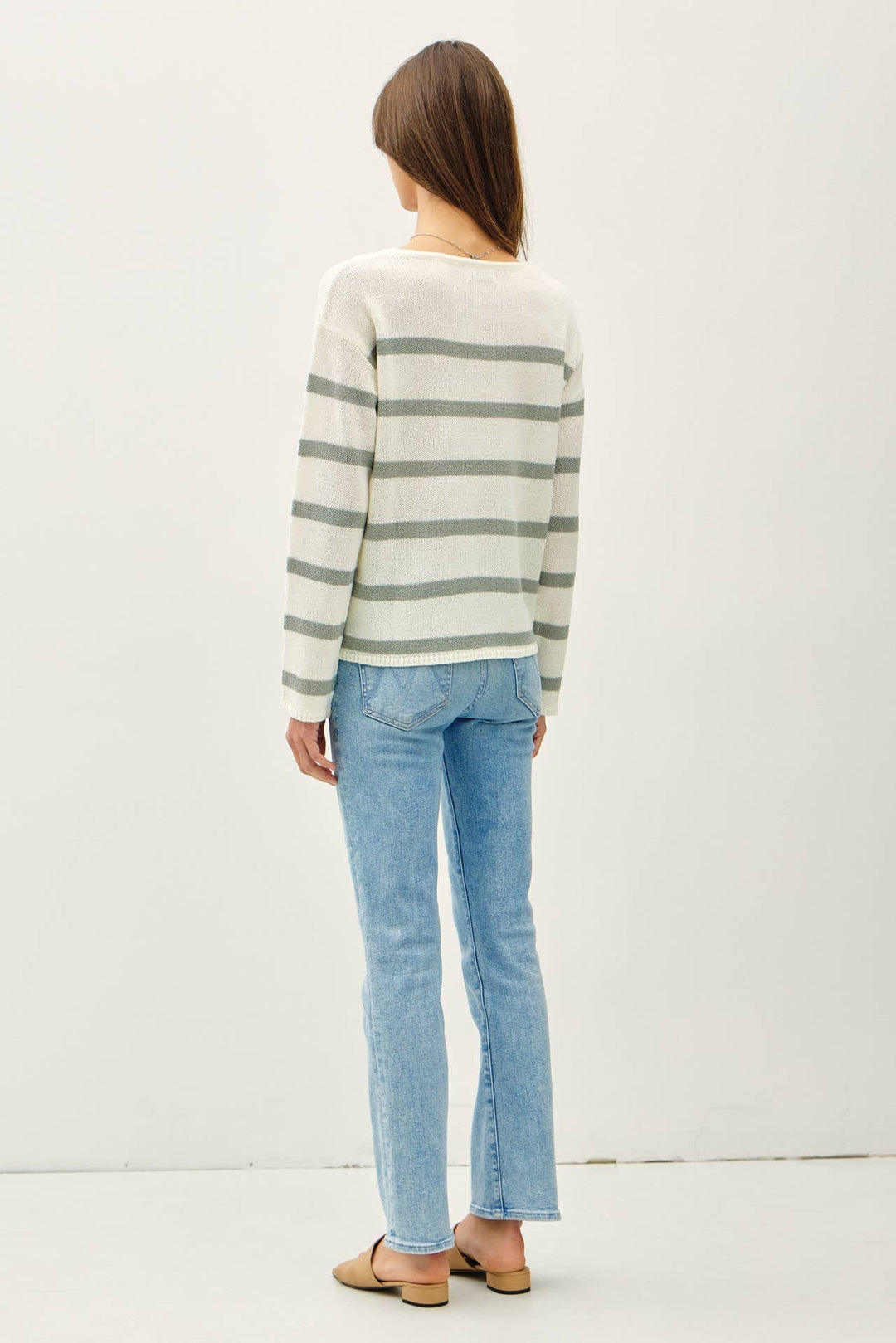 Women's Sweaters - STRIPED RELAXED FIT LONG SLEEVE SWEATER - - Cultured Cloths Apparel