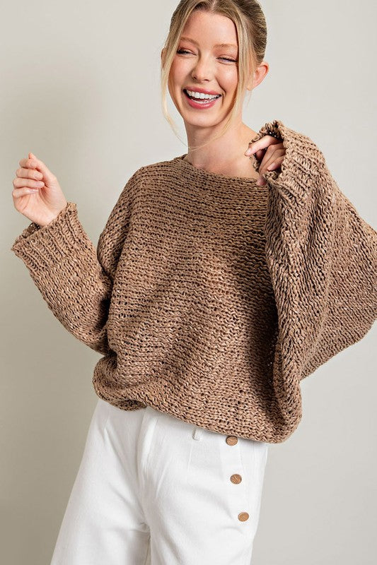 Women's Sweaters - Loose Fit Knit Top - MOCHA - Cultured Cloths Apparel