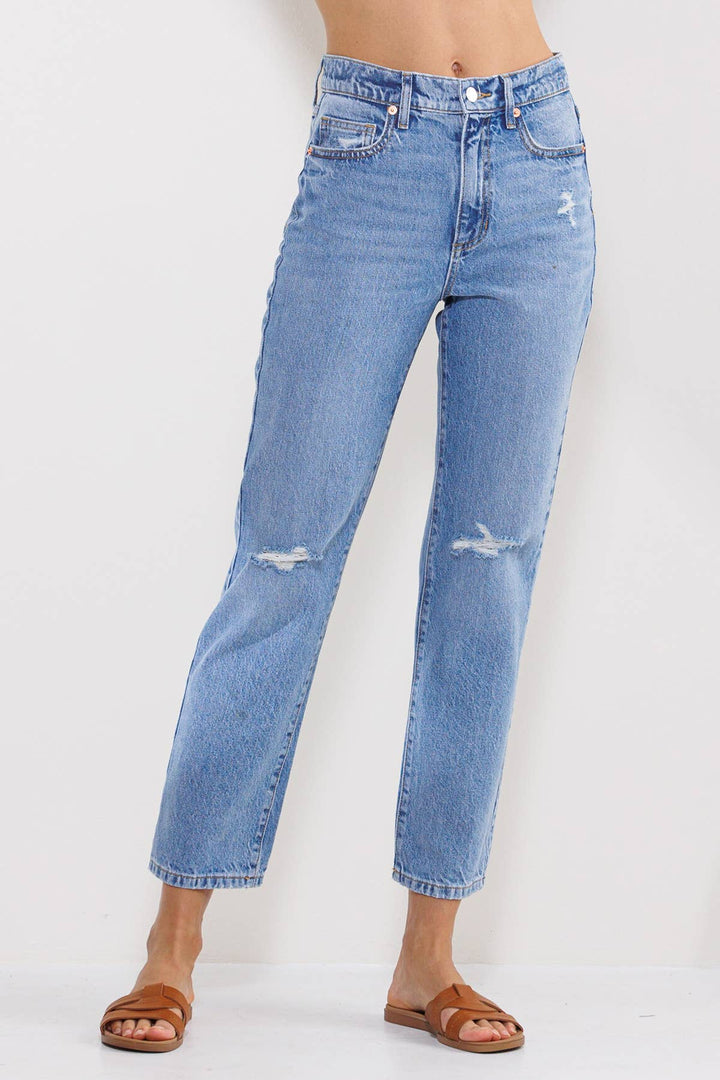 Denim - HIGH RISE SLIM STRAIGHT JEANS IN MEDIUM LIGHT -  - Cultured Cloths Apparel