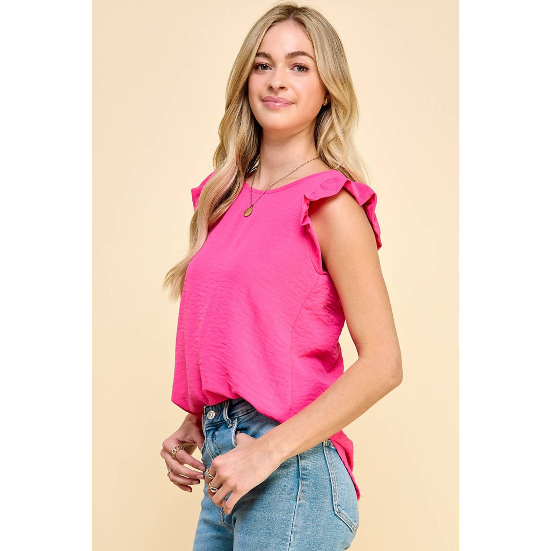 Women's Sleeveless - Solid Top with Ruffled Detailed Sleeves -  - Cultured Cloths Apparel