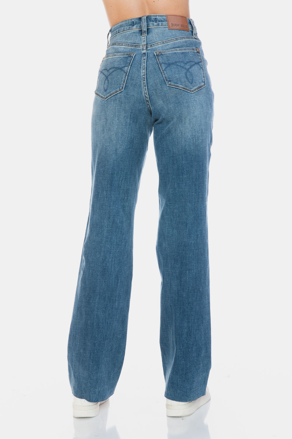 Denim - Judy Blue Full Size Tummy Control Cut Raw Hem Straight Jeans -  - Cultured Cloths Apparel