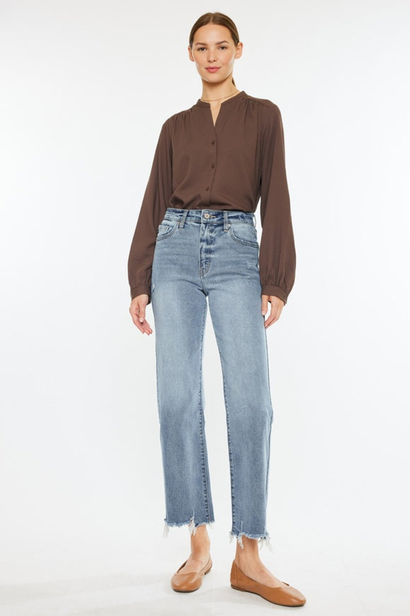 Denim - Kancan High Rise Slim Wide Leg Jeans - Light - Cultured Cloths Apparel