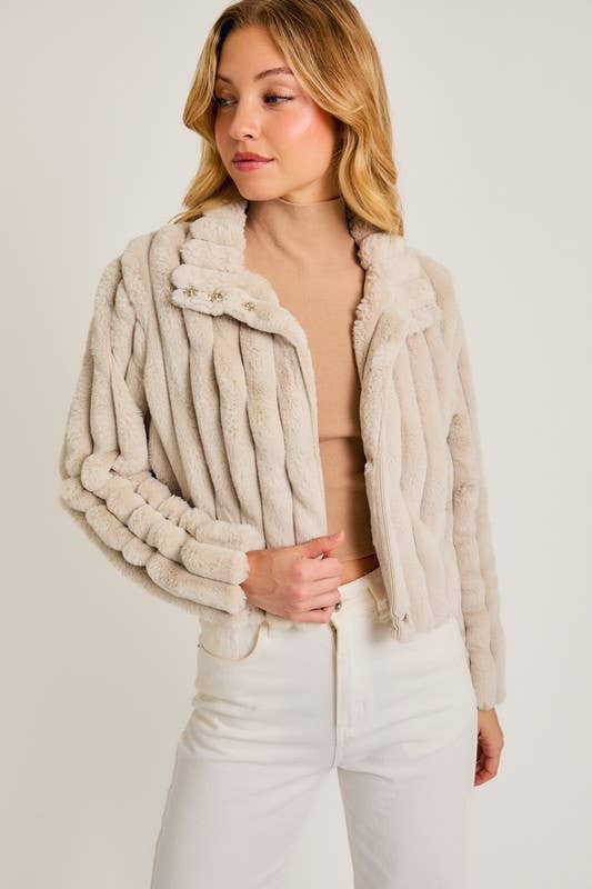 Outerwear - Faux Crop Fur Jacket -  - Cultured Cloths Apparel