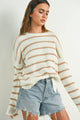 Women's Sweaters - BOAT NECK STRIPED KNIT SWEATER -  - Cultured Cloths Apparel