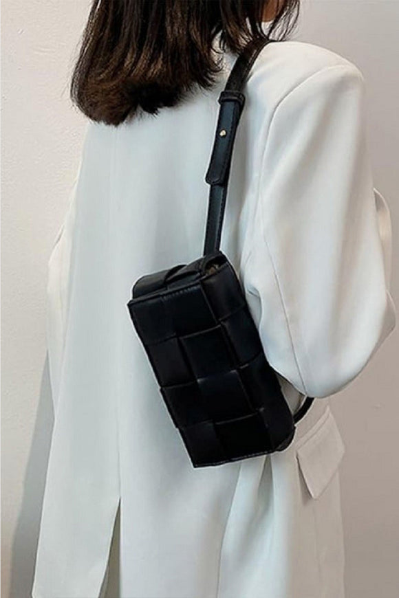 Accessories, Bags - Zenana Vegan Leather Woven Crossbody Bag -  - Cultured Cloths Apparel